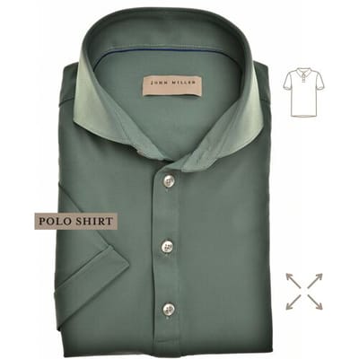 John Miller Slim-Fit Hyperstretch Short Sleeve Button-Polo Midden Groen / male
