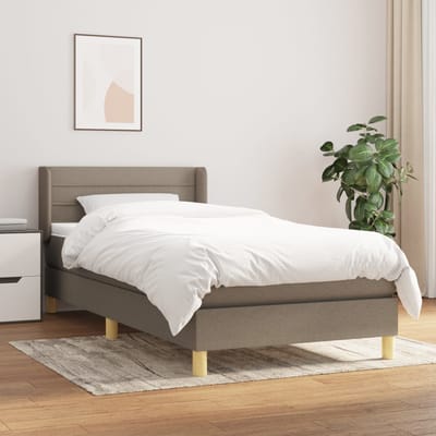 vidaXL - Boxspring - met - matras - stof - taupe - 80x200 - cm