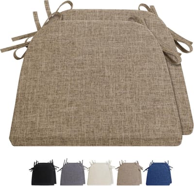 KZQ Zitkussen - Voor binnen en buiten - Met bindlinten - 38 x 41 x 4 cm - Geschikt voor rieten tuinstoelen