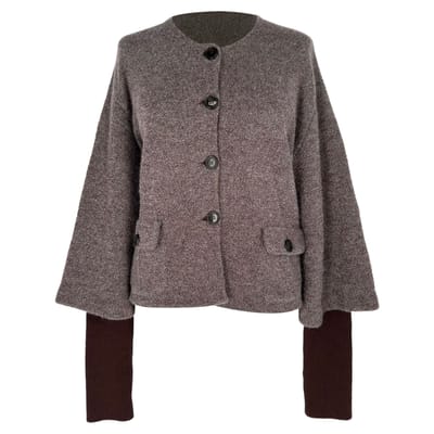 Gebreid jack van Christian Dior in bruine wol.