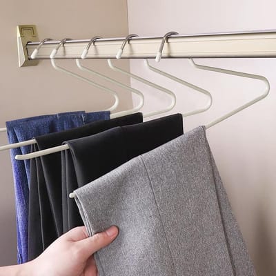 Famanu – Metalen broekhangers, set van 5, antislip en ruimtebesparend voor broeken en jeans