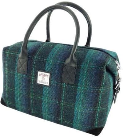 Weekendtas Esk Blauw met Turquoise - Harris Tweed - Glen Appin of Scotland