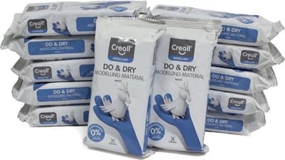 Creall Do & Dry | Luchtdrogende klei kleur Wit | 12 x 500g | Made in Holland | Zacht en klaar voor gebruik | Made in Holland | Knutselwerk kinderen, school, hobby, DIY en creatieve projecten