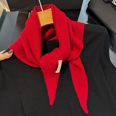 Australische Pure Katoen Wol Gebreide Driehoekige Sjaal Dames Hoofddoek High-End Casual Warmte Veelzijdige Sjaal Herfst Winter 110-40cm red