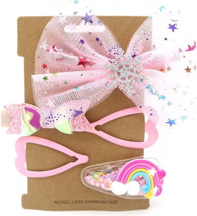 5-delige haar fashion set voor kinderen, haar accessoires, roze