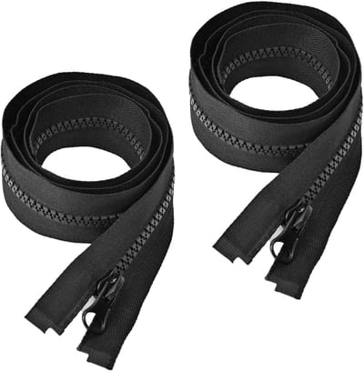 Set van 2 Deelbare Ritsen Zwart 70cm Maat 5 Hars Grof Tand Ritsen met 1 Slider Vervanging voor Jassen en Fleece Kleding