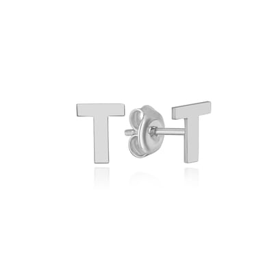 Zilveren Letter T Initial Oorknoppen (zilvergehalte 925 Sterling) Oorknoppen Zilver Oorbel Trendy Minimalistisch Combi Bedel