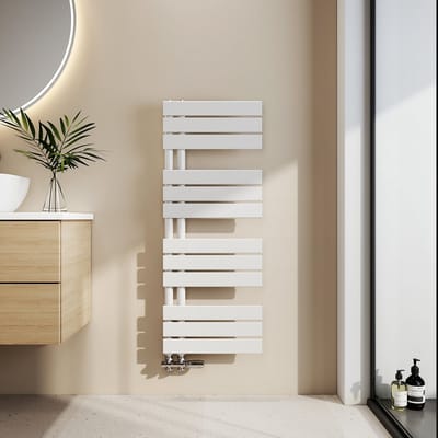EMKE Handdoekradiator - Plat Design - Glanzend Wit - 104x40 cm - 456W - Badkamer Verwarming - CV Radiator