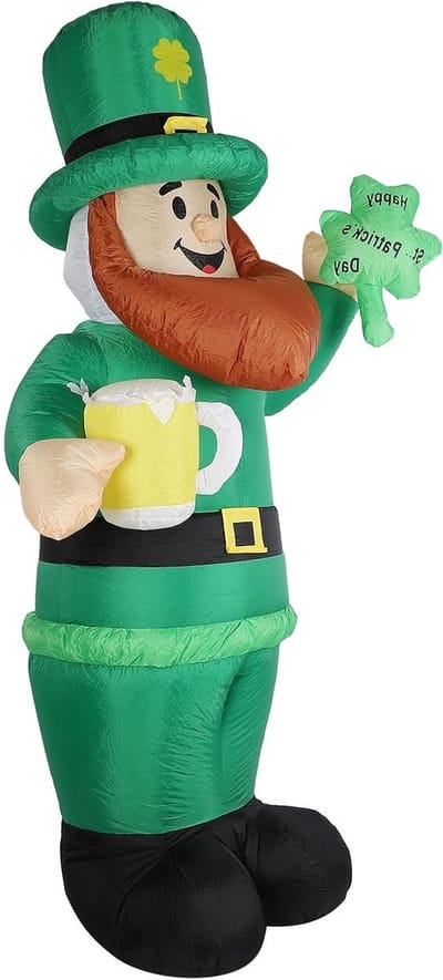 Opblaasbare Goblin 2.4m voor St. Patrick's Day met Groene Verlichting - Veelzijdige Decoratie voor Binnen en Buiten, Perfect voor Feestjes en Bierfestivals