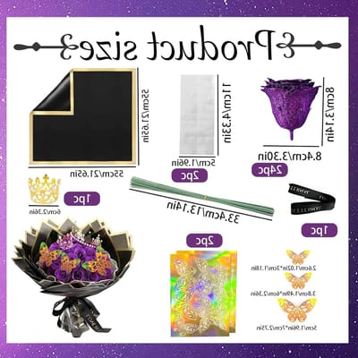 24 Stuks Glanzende Rozen van Kunststof met Cadeauverpakking - Kunstboeket voor Valentijnsdag, Bruiloften en Verjaardagen (Paars)