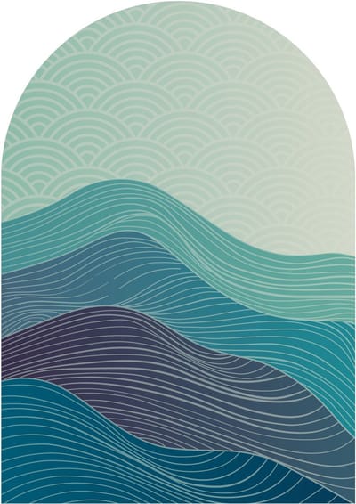 Vooraf gelijmd vliesbehang met gigantische muurschilderingen - ABSTRACTE OCEAANGOLVENBOOG - 125x90cm