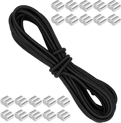 Robuuste 8 mm x 10 m Rubber Touw met 20 Spanklemmen voor Aanhangwagen, Zeilen en Campinggebruik