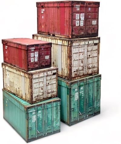 Allecta - Set van 6 Robuuste Opbergdozen in Scheepscontainer Design met Industriële Stijl - Decoratieve Geschenkdozen for Thuisopslag