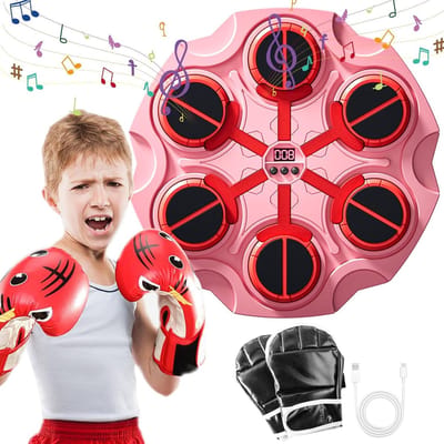 Muziek Boksmachine - Wand Bokstrainer - Thuis Fitness - Met Muziek Functie - 35x35 cm - Roze