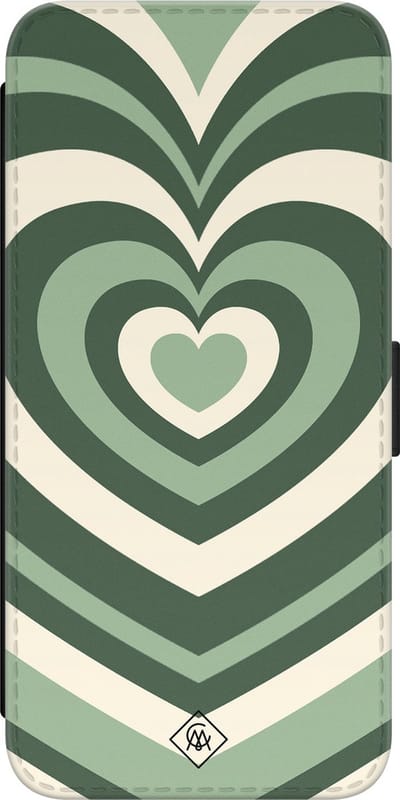 Casimoda® bookcase - Geschikt voor Samsung Galaxy S23 - Hoesje met pasjeshouder - Hart Swirl Groen - Groen - Kunstleer