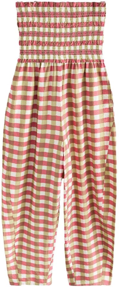 Next - Dames - Aangerimpelde bandeau-jumpsuit met barrelpijpen - Tall - Roze