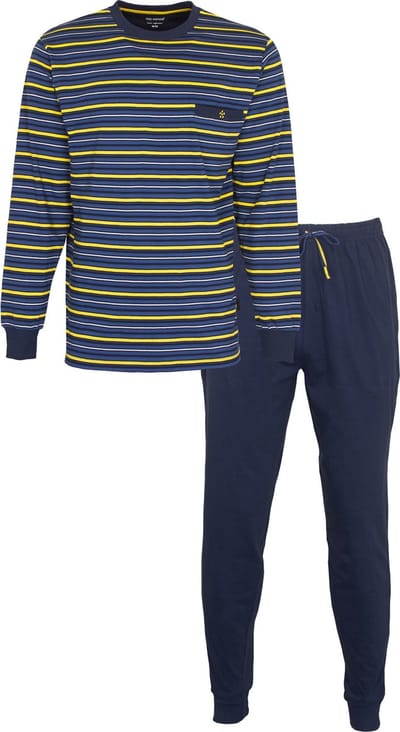Paul Hopkins Heren Pyjama - Gestreept - Katoen - Donkerblauw - Maat L
