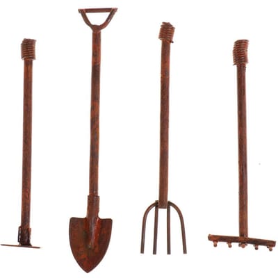 1:12 poppenhuis miniatuur tuingereedschap metalen schepjes meubelcollectie geweldig voor dagelijks gebruik perfect om cadeau te geven brown