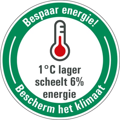 Energie besparen sticker verlaag temperatuur 150 mm