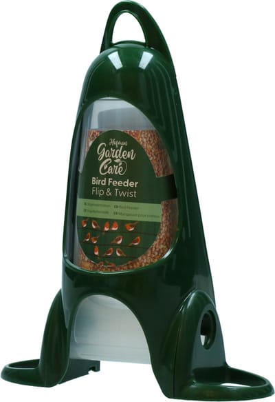 Hofman Garden Care Bird Feeder Flip & Twist - Voersilo - Voedertoren voor vogels - Vogelvoerstation - Kunststof - Groen