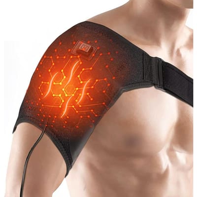 Unisex Elektrische Rotator Cuff Ondersteuning 3 Warmtestanden Elektrische Neopreen Schouderband Warm met Trekzakje voor Bevroren Schouder red