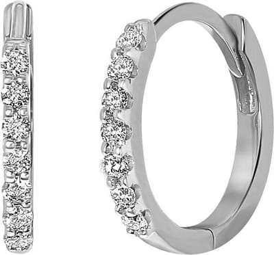 Lucardi Dames Oorbellen met diamant 0,15ct - Oorbellen - Cadeau - 14 Karaat Goud - Witgoud