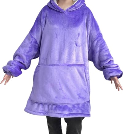 Bovista Knuffeldeken - Plaid - Onesie - Hoodie Deken Met Mouwen - Fleece Blanket - Dames - Heren - Kinderen - Extra Zacht - Paars