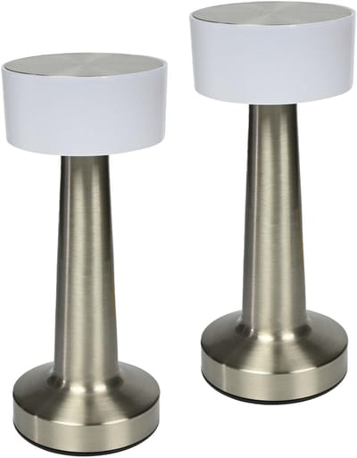 Benson LED tafellamp oplaadbaar - 2x - zilver - aanraaksensor - metaal - draadloos - 21 cm