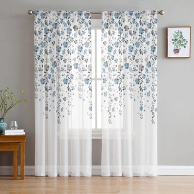 Bloementuin Kruiden Tule Gordijnen voor Woonkamer Draperieën Raam Transparant Moderne Gordijnen voor Slaapkamer Decor 135W x 114H(cm)