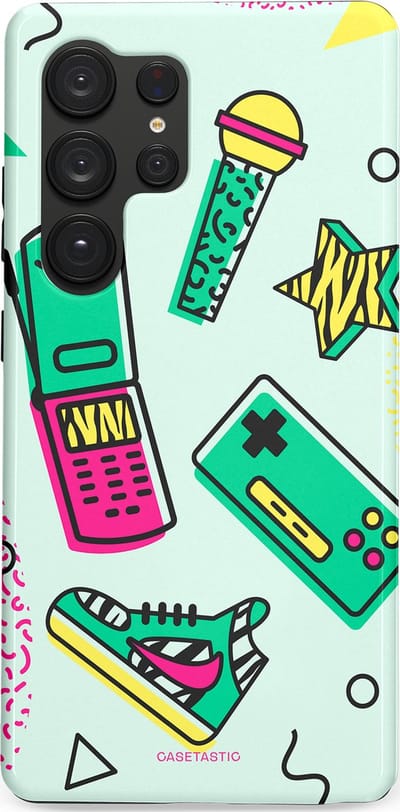 Casetastic Hoesje Geschikt voor Samsung S25 Ultra - Stijlvolle Beschermende Duo-layer Case - Retro 80s sneaker