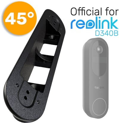 Made For Reolink D340B - 45° Hoekbeugel - Zwart // Slimme Video Deurbel Wig // UV bestendig Kunststof // Inclusief schroeven