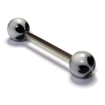 Aramat Jewels | Piercings | Stijlvolle Stalen Tongpiercing met Acryl Hartjes | | | |6mm | Staal | Volwassenen | Verkleurd niet