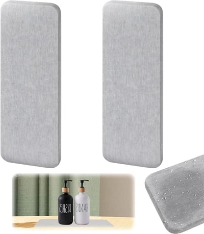 Set van 2 Sneldrogende Diatomiet Badmatten, Antislip en Absorberend, Ideaal voor Badkamer en Douche, 22x8cm