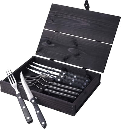 Gense Old Farmer Black Steakbestek 8 delen Zwart/Staal
