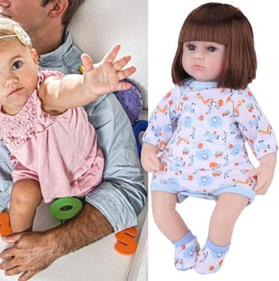 Babypop - Levensechte pop Reborn pop - Kinderspel - Beweegbare ledematen - 42 cm - Blauw