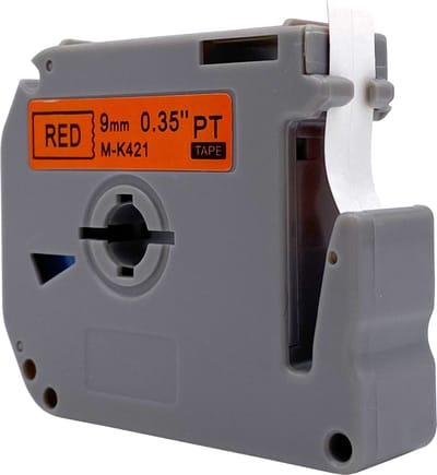 DULA Brother Compatible label tape- M-K421 - 1 cassette - Brother P-Touch - Zwart op rood - 9mm x 8m