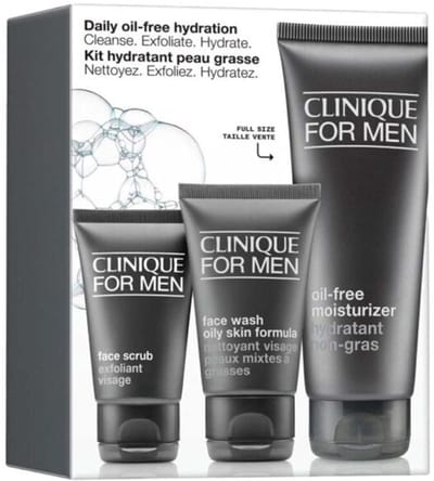 Clinique For Men Daily Oil-free hydration - Oil-free Moisturizer 100ml, Face scrub 30 ml + Oil-free face wash 50 ml