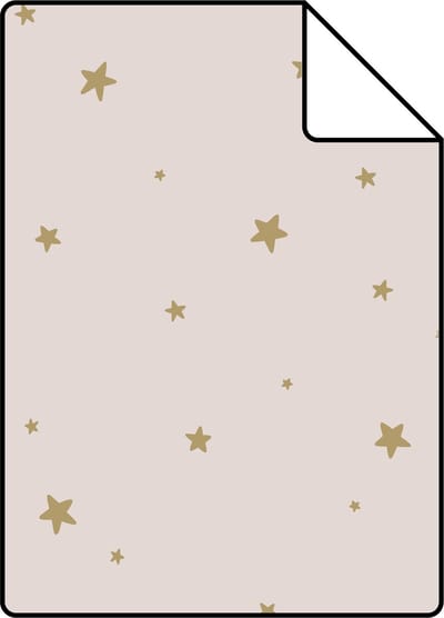Proefstaal ESTAhome behang sterretjes oudroze en goud - 26.5 x 21 cm - 139260-S