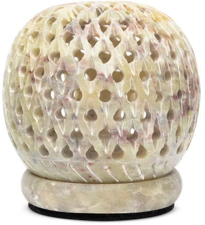 Ronde zeepstenen kaarsenhouder stippen – ±8 cm