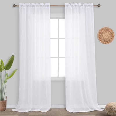 Lange Witte Transparante Gordijnen 108 Inch - Ideaal voor Hoge Plafonds