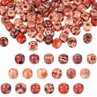 200 Stuks Geverfde Houten Kralen met Grote Gat, Natuurlijke Kralen voor DIY Sieraden, Armbanden en Halskettingen Maken