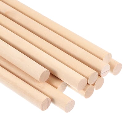 5/9x15,7 inch houten deuvels, 240 stuks deuvelstaaf houten deuvels hout stokken onafgewerkt rond hardhout voor ambachten doe-het-zelf huisdecoratie, 14 mm x 400 mm