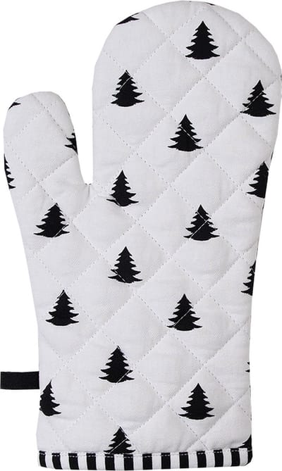 Clayre & Eef Ovenwant 18x30 cm Zwart Wit Katoen Kerstboom