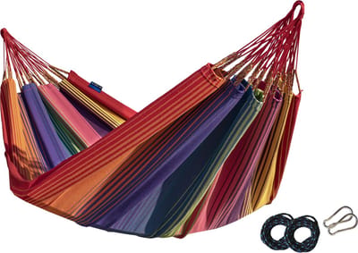 COLOMBIAANSE hangmat - 2 persoons - incl. ophangset - EXTRA STEVIG - UV bestendig katoen - Multicolor - Arriba