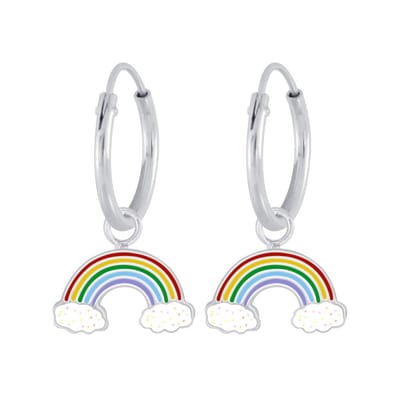 WeLoveSilver - Zilveren kinderoorringen - Regenboog & wolkjes - 925 Zilver