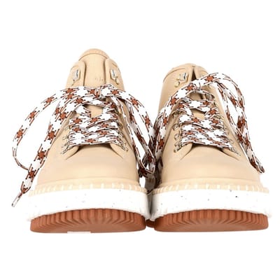 Chloé Lilli Nubuck Platform Enkellaarsjes in Beige Schapenvacht