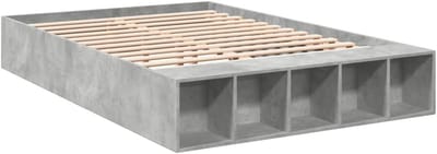 Bedframe Hout - Slaapkamermeubel - Moderne Slaapkamer - Met Opbergvakken - 120x190 cm - Betongrijs