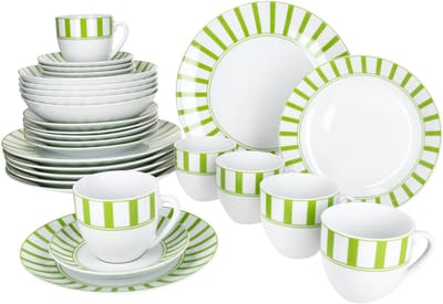 MamboCat 30-delig combinatieservies SPLIT GREEN porselein 6 personen