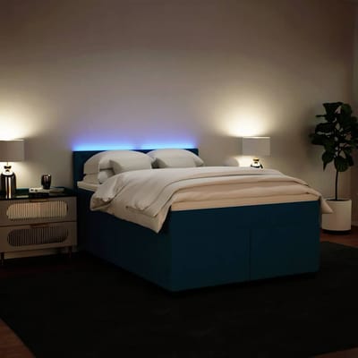 vidaXL - Boxspring - met - matras - fluweel - blauw - 140x200 - cm