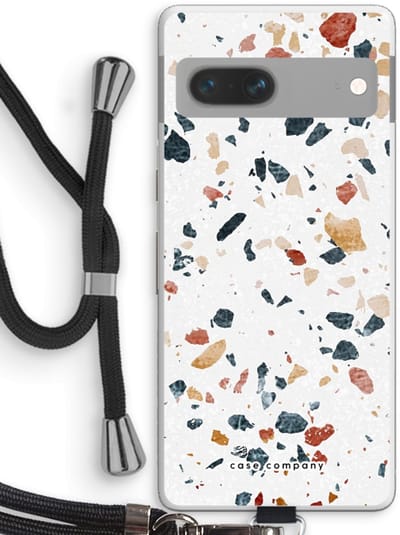 Case Company® - Hoesje met koord geschikt voor Google Pixel 7 hoesje met Koord - Terrazzo N°4 - Telefoonhoesje met Zwart Koord - Bescherming aan alle Kanten en Over de Schermrand
